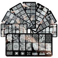 Set De 4 Piezas De Arte De Uñas Con Placas De Estampado De Pétalos Y Encaje Herramientas De Lámina De Imagen Y Brocha De Uñas Material De Acero Inoxidable - details 2