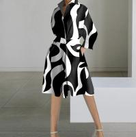 Vestido Casual De Mujer Para Otoño Con Cuello En V Y Mangas Largas Diseño Sencillo Y Colorido A-Line Con Botones En La Cintura Vestido De Oficina Para Edad Media - details 7