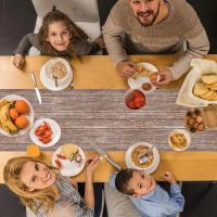 Corredor De Mesa En Madera Marrón Telar De Poliéster Rectángulo Para Cumpleaños Boda Fiesta Suministros De Mesa - details 2