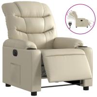 vidaXL Sillón reclinable eléctrico de cuero sintético Negro, Crema, Marrón Sillon Dormitorio Sillon Comodos Silla Relax Sillón Sofá - details 0