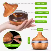 Humidificador De Madera USB Con Perfume De Aceite Esencial Difusor De Aroma Y Purificador De Aire Mist Frío Para El Hogar - details 1