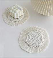 Coasters De Macramé Tejido a Mano Con Borlas Tapete De Insulación Para Taza De Café Soporte Antideslizante Para Platos Matriz De Mesa Ecológica De Lino Estilo Americano - details 4