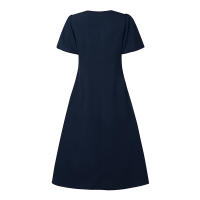 ZANZEA Vestido Elegante De Moda Para Mujer Verano Midi Vestido De Sol Manga Corta V-Neck Cintura Natural Vestidos De Calle - details 7