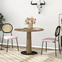 HOMCOM Pack de 2 Sillas de Comedor Sillas de Cocina con Respaldo de Ratán Sintético y Marco de Acero para Salón 44x54x87 cm Rosa y Negro - details 1