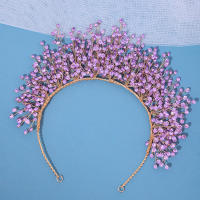 Diadema De Boda Con Perlas Y Cristales Para Mujer Joyería De Cabello Tiara Dorada Accesorios De Cabello Flor Headdress Ornamento - details 2