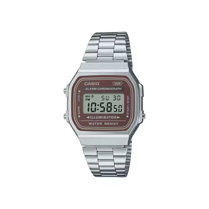 Casio VINTAGE A168WA-5AYES Reloj digital - Plateado con esfera marrón - 1