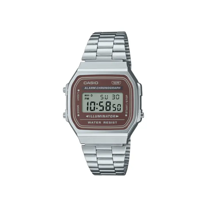Casio VINTAGE A168WA-5AYES Reloj digital - Plateado con esfera marrón - 1