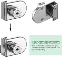 Paquete de 4 cerraduras de gabinete de vidrio sin perforación, cerraduras de puerta de vidrio simple con llaves iguales, cerradura de seguridad de gabinete de pantalla abierta doble para vidrio de 5-8mm - details 3