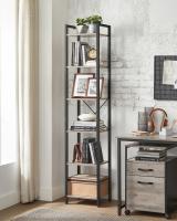 Estantería de 6 niveles multifuncional, librería espaciosa, ideal para oficina, salón, dormitorio y cocina, 40x30x187.5 cm, disponible en greige, marrón rústico y olmo pardo - details 1