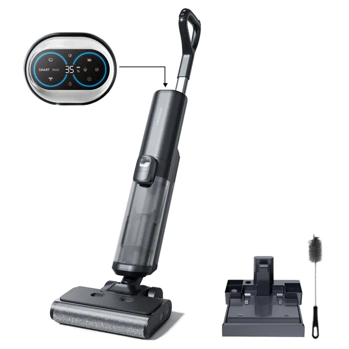 Proscenic F20A Aspiradora y trapeador inalámbricos, 35 minutos de tiempo de funcionamiento, pantalla LED, autolimpieza y secado al aire, limpieza de bordes completa, control de aplicaciones, separación sólido-líquido, enchufe de la UE - 1