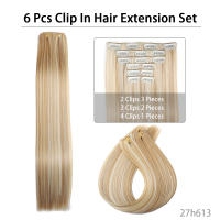 Extensiones De Cabello Sintético 24 Pulgadas 16 Clips Color Marrón Negro Estilo Recto Resistente Al Calor Peluca Falsa Para Mujeres - details 4