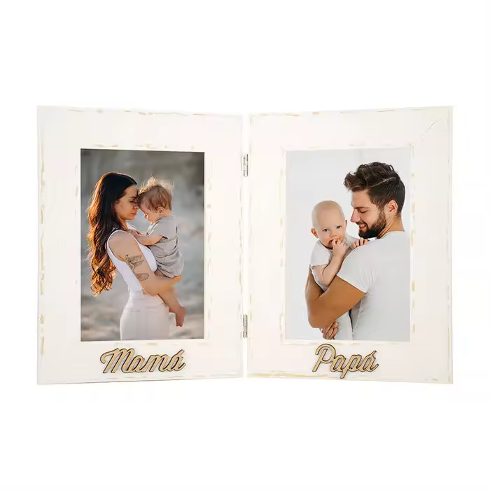 DEMARK MARCO DE MADERA DOBLE 10X15 CM MAMA PAPA MARCOS 20x29x1 Cms. - 1
