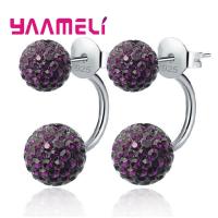 Pendientes De Estilo Disco Con Cristales CZ Austriacos En Plata De Ley 925 Para Mujer 11 Colores Disponibles Joyería De Tendencia - details 9
