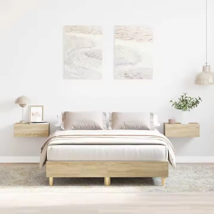 Estructura de cama sin colchón roble Sonoma 140x190 cm madera - 1