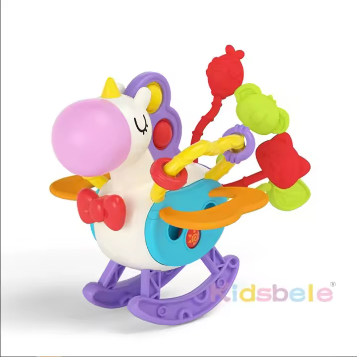 Juguete De Actividad Para Pequeños Unicornio Y Caballo De Silicona Montessori Sensorial Viaje Educativo Temprano Pulsera De Cuerda En La Mano - 1