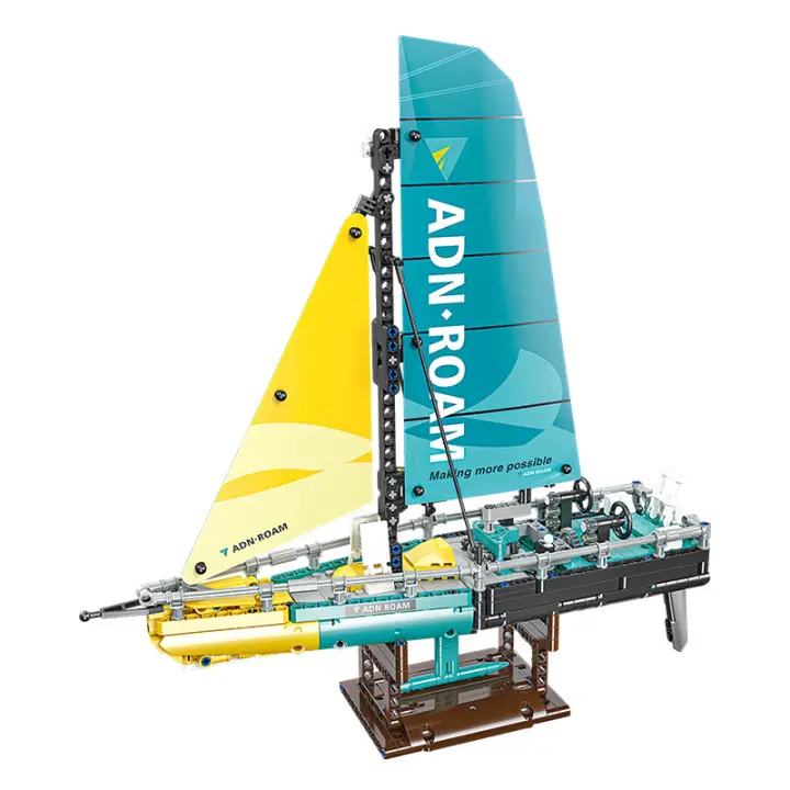 Barco Catamarán De Vela Con Foil F50 Juguete De Bloques De Construcción Para Niños Y Adultos Decoración De Escritorio Regalos Para Niños Y Adultos - 1
