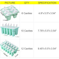 Molde De Helado De Silicona Con 12-6 Cavidades Lanzador De Palitos Reutilizables Y Cepillo De Limpieza Fácil De Lanzamiento BPA FREE - details 4
