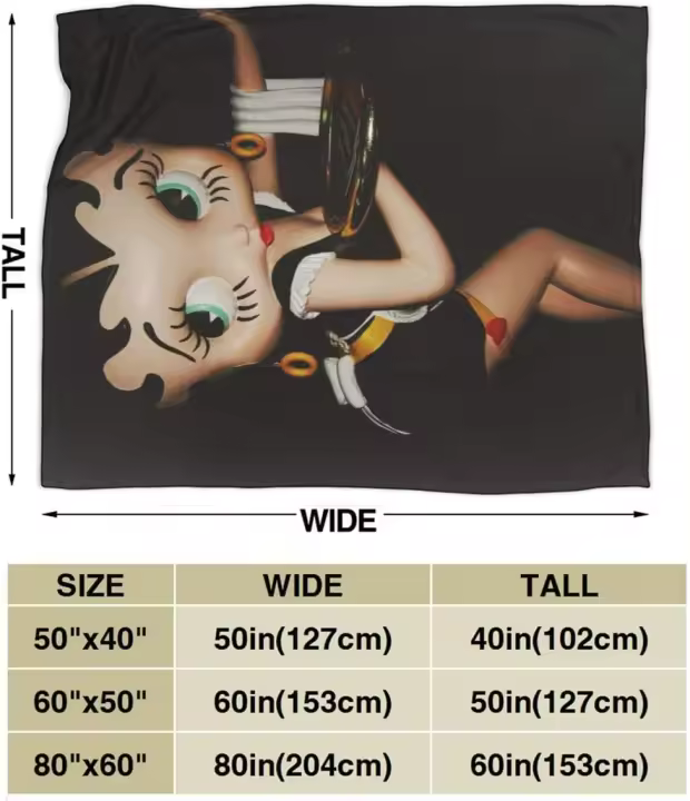 Manta de forro polar cálido para sofá, cama y sofá, Serie de Televisión Betty Boop, W468 - 1