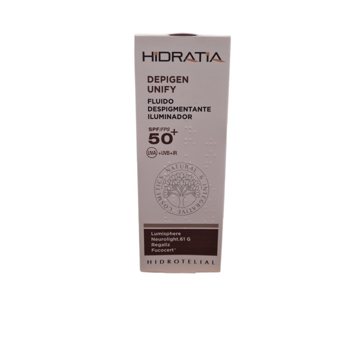 Hidrotelial Fluido Despigmentante Hidratia Depigen Unify SPF50+ Iluminador Antioxidante
