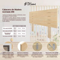 DHOME Cabecero de Madera reciclada DM Estilo Palet Horizontal con Patas Cama Palets Herrajes incluidos - details 1