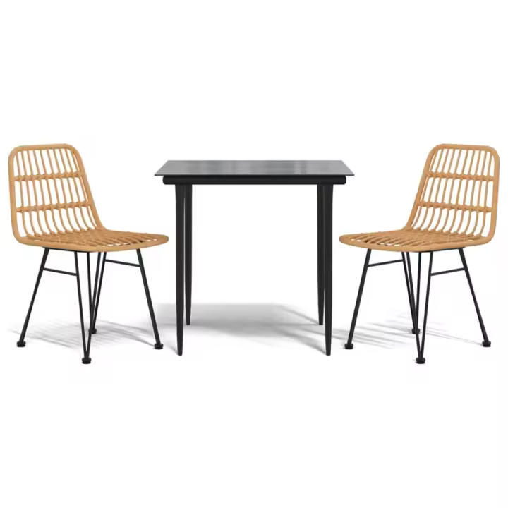 vidaXL Juego de comedor de jardín 3 piezas ratán sintético - 1
