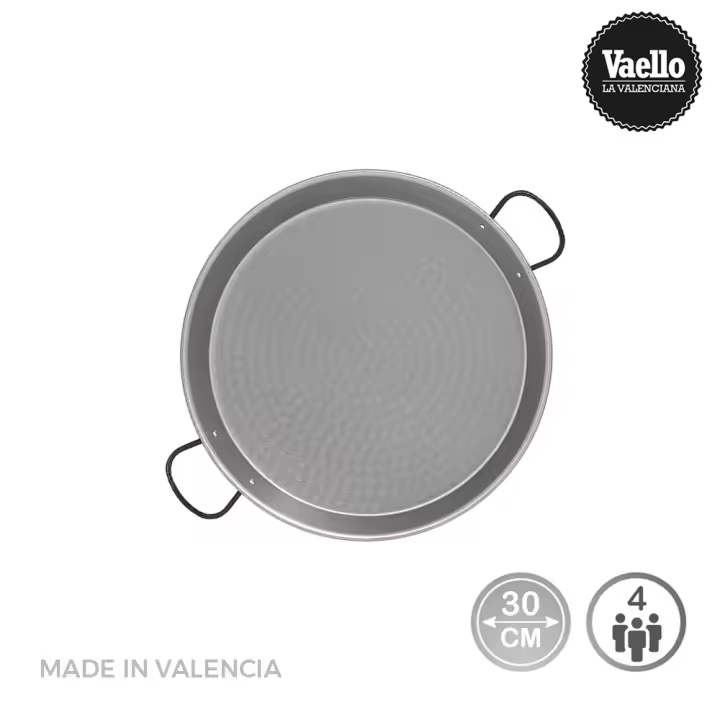 Paellera acero pulido para induccion y vitroceramica ø30cm (4 personas). vaello - 1