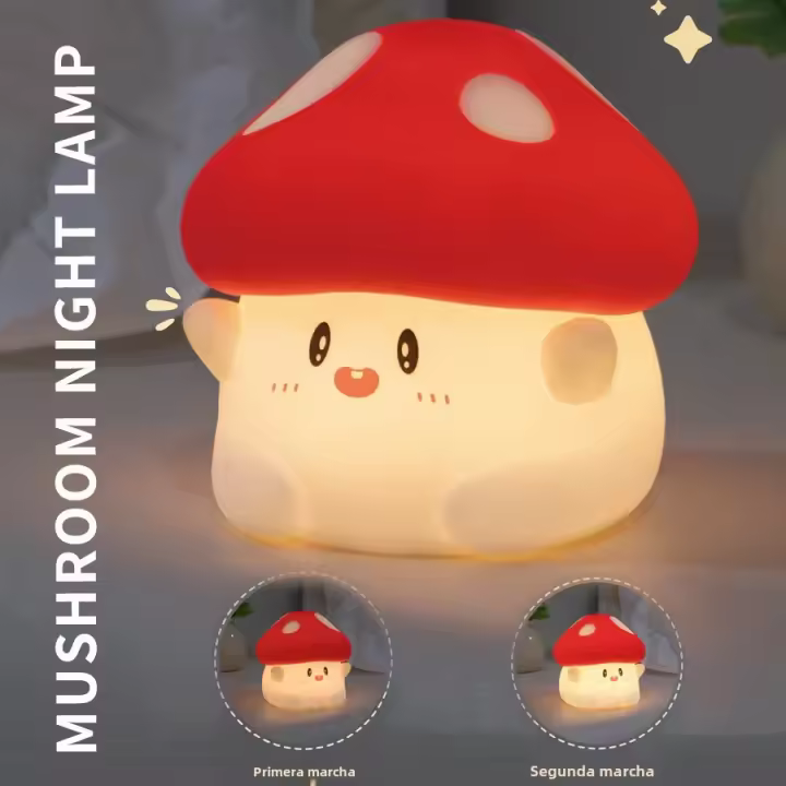 Lámpara De Noche En Forma De Hongo LED De Silicona Suave Recargable Decoración Para Dormitorio Regalos Para Niños Luz De Ambiente Para Habitación - 1