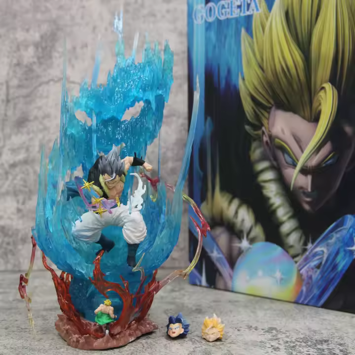 Figura De Acción Dragon Ball 28CM Ls Gogeta Kubei Fusión Super Saiyan Tres Cabezas Escultura Luminosa Modelo Estatua Adorno Regalo - 1