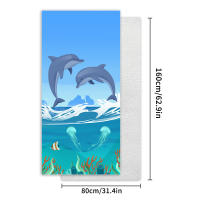 Toalla de playa de microfibra con diseño de delfín azul, ideal para natación, viajes, acampada y deportes. - details 7