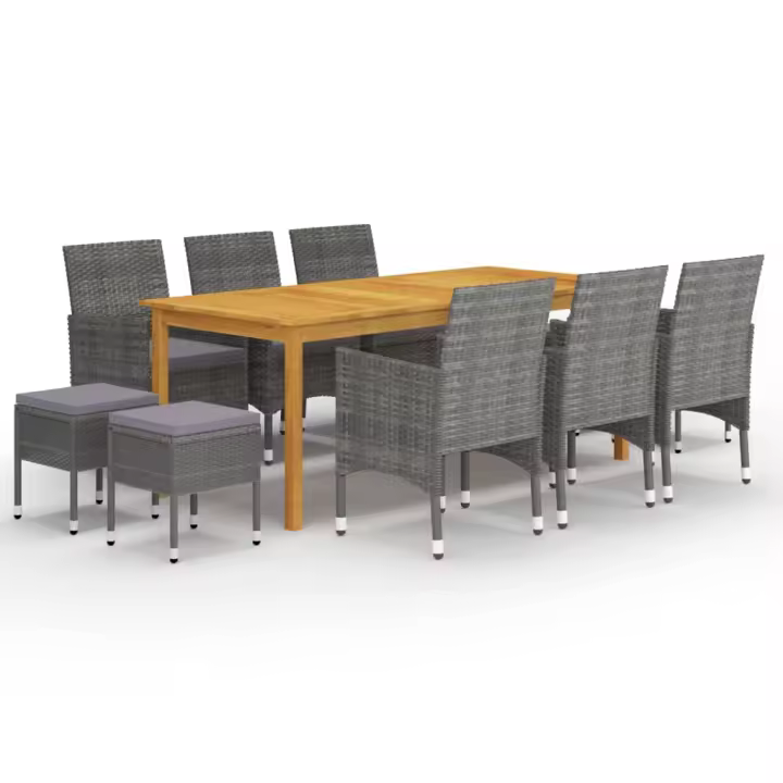 vidaXL Juego de comedor de jardín de 11 piezas gris - 1