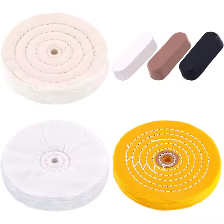 Kit de 6 ruedas de pulido profesionales de 6 pulgadas con compuestos de pulido de 3 colores para amoladoras de banco - 1
