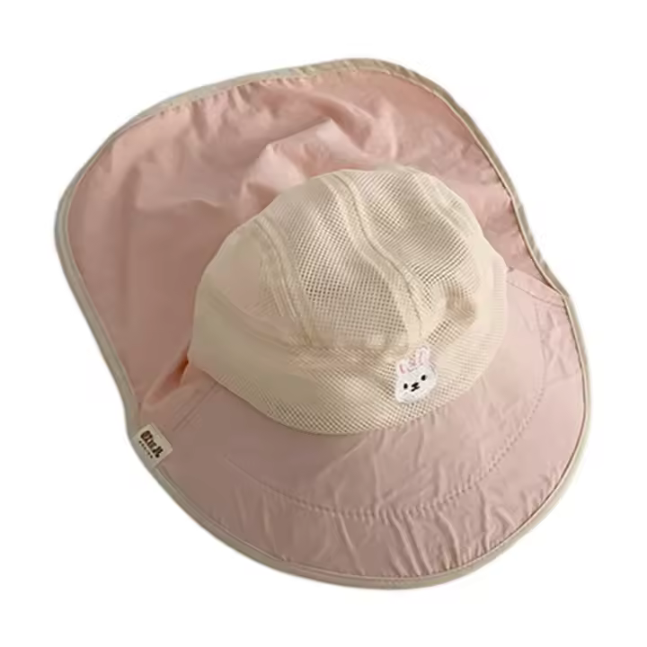 Bebé de malla cubo sombrero pescador sombrero de ala suave sombrero de Panamá para niños unisex cuello solapa pesca sombrero al aire libre actividad sol sombrero - 1