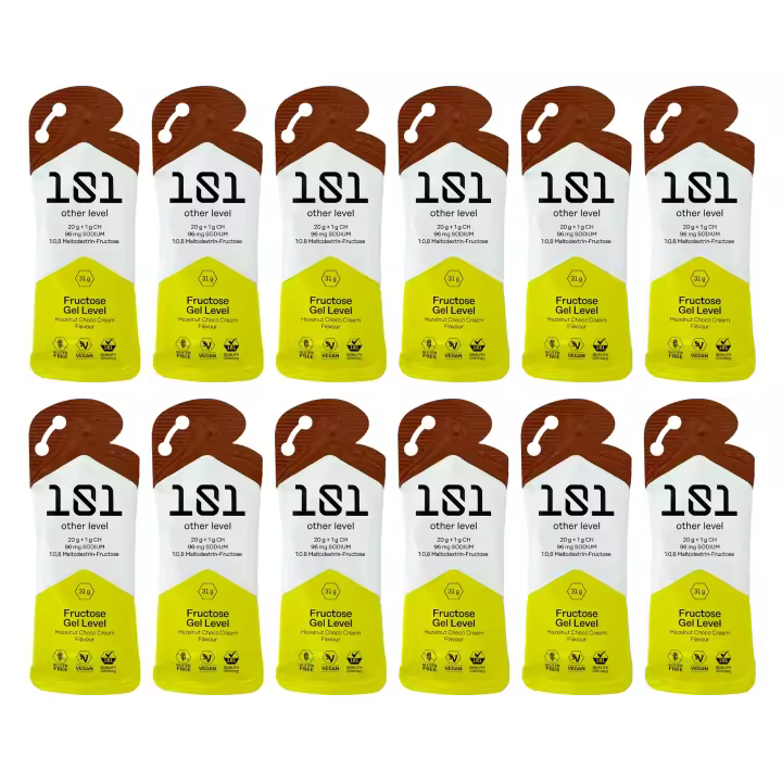 101 OTHER LEVEL PACK 12 FRUCTOSE GEL LEVEL 31 GRAMOS - 21G CHO + 96MG SODIO - SABOR HAZELNUT CHOCO CREAM - 1