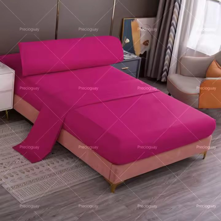 Juego de cama de tres piezas, funda de colchón, textil para el hogar, delicado y suave, agradable para la piel, color sólido, adecuado para sala de estar, dormitorio. - 1