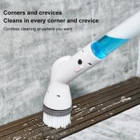 Limpia Pisos Eléctrico Con 6 Cabezas De Repuesto Limpia Pisos Con Escobillas Giratorias Herramienta De Limpieza Handheld Ecológica - details 3