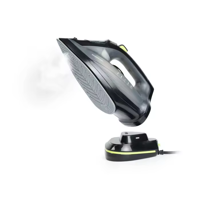 Innovagoods clothes iron, 2400w steam iron, double horizontal/vertical orientation, without cables, includes charging base, ironing center for all types of fabrics. Green black - 1