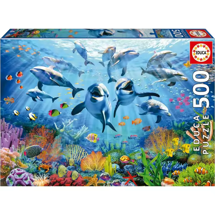 Educa - Fiesta bajo el mar Puzzle de 500 Piezas . Medidas: 48 x 34 cm. Incluye Cola Fix Puzzle. + 11 años (19901) - 1