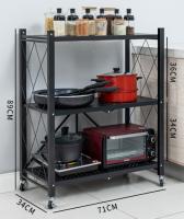 Estantes plegables para cocina microondas , organizador de salón de baño, estantería de almacenamiento de metal libro juguete, estantería para con ruedas ,ESTANTERIA MICROONDA DE METAL negro o blanco - details 1