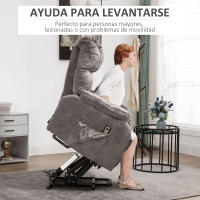 HOMCOM Sillón Relax Levanta Personas Eléctrico Silla Elevadora Eléctrica con Reposapiés 2 Bolsillos Laterales Mando a Distancia y Reclinación Eléctrica hasta 135° Gris - details 4
