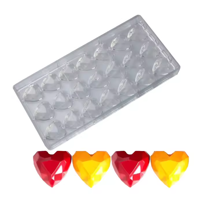 Molde Para Chocolate Meibum 21 Cavity Polycarbonato Con Patrón De Corazón Y Diamante Herramienta De Pastelería Y Repostería Ecológica - 1
