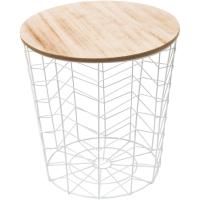 STARLEY- Mesa Auxiliar Nórdica Con Tapa De Madera Extraíble Mesita De Centro Para Café Té Estructura Metálica Pone Salón Dormitorio Habitación Mesita De Centro Cónica 39X38cm - details 1