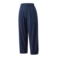 Pantalones Anchos De Algodón Para Mujer En Color Sólido Con Cintura Elástica Y Bolsillos Estilo Casual Vintage Streetwear - details 14