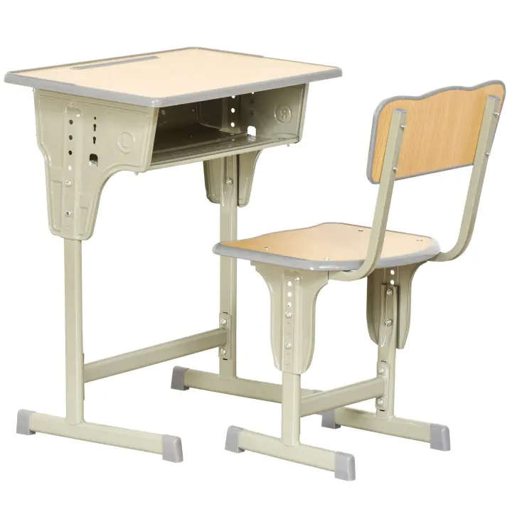 HOMCOM Juego de Escritorio y Silla para Niños de +6 Años Pupitre Infantil Altura Ajustable Escritorio Infantil con Cajón y Gancho Natural - 1