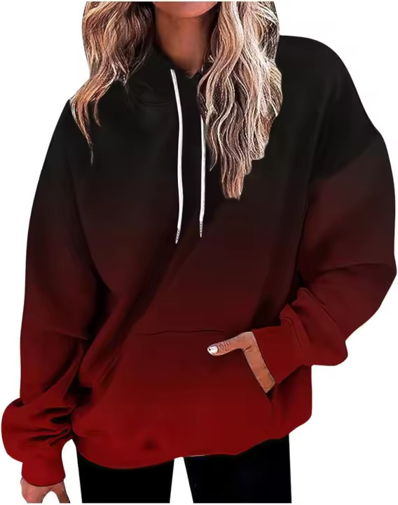 Chaqueta de dormir para Mujer, Sudadera con capucha informal with Bolsillo para Mujer, Sudadera con capucha de manga Largo a la moda con Cuerda, Sudadera con capucha Lisa - 1