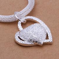 Collar De Lujo De Corazón Noble Para Mujer Platinado En Plata De 18 Pulgadas Joyería De Moda Encantadora Para Boda Y Fiesta - details 1