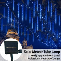 Luces De Lluvia Solar Meteórica Al Aire Libre Con 8 Tubos 192/288 LEDs Luces De Cadena Para Decoración De Jardín Árbol Y Fiesta Navideña - details 0