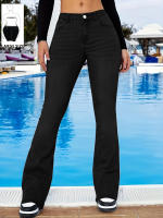 Jeans Para Mujeres Cintura Alta Suaves Elásticos Cómodos Pantalones De Mezclilla Micro De Pierna Ancha Estilo Casual - details 7