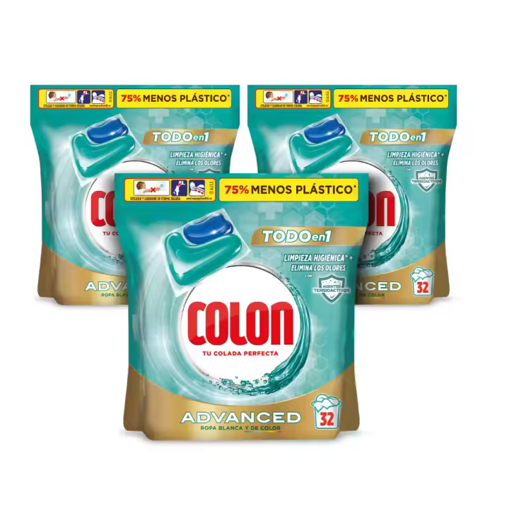 Colon - Detergente para la Ropa 96 Cápsulas, Vanish Advanced, Higiene Advanced y Nenuco. Formato 3x32 uds. - 1