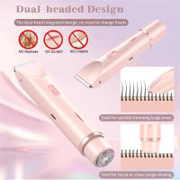 Epilador Eléctrico 2 En 1 Para Mujeres Trimmer De Bikini Y Cara Afeitadora De Bigote Portátil Painless Para Cuerpo Axilas Piernas - details 2