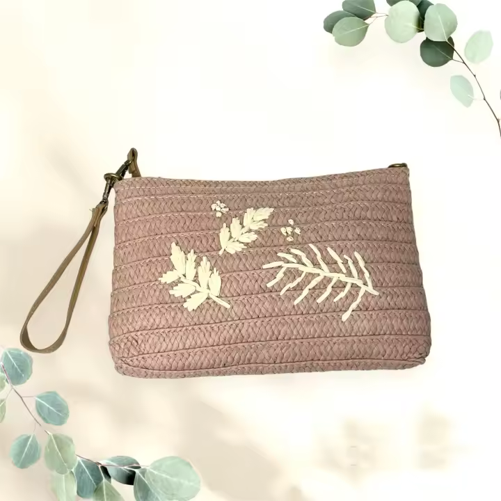 Bolso bandolera de paja MEJORADA trenzado con forros y asa de mano,bandolera de ratan tejido a mano,tamaño 30*20cm - 1